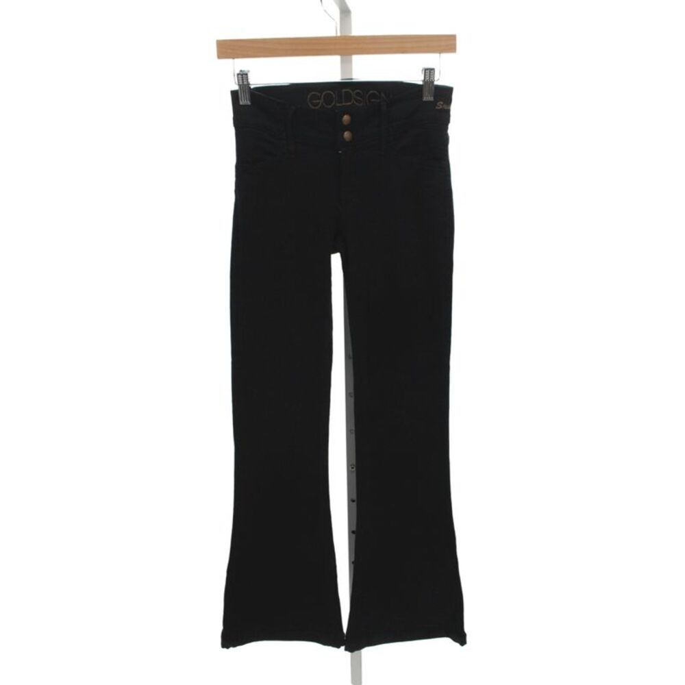 Goldsign Womens Flared Jeans Black High Rise Cotton Size 24